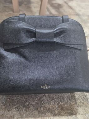 kate spade Black Leather Shoulder Bag with Bow Accent